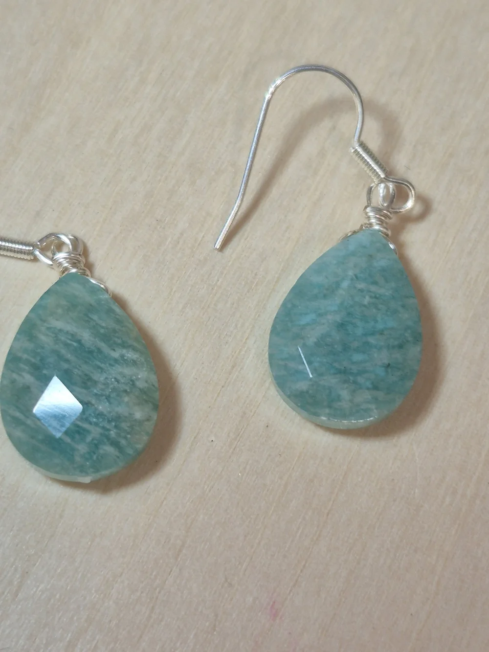 🩵🩵NEW🩵🩵 BEAUTIFUL!! Faceted AMZONITE Teardrop Dangle Earrings